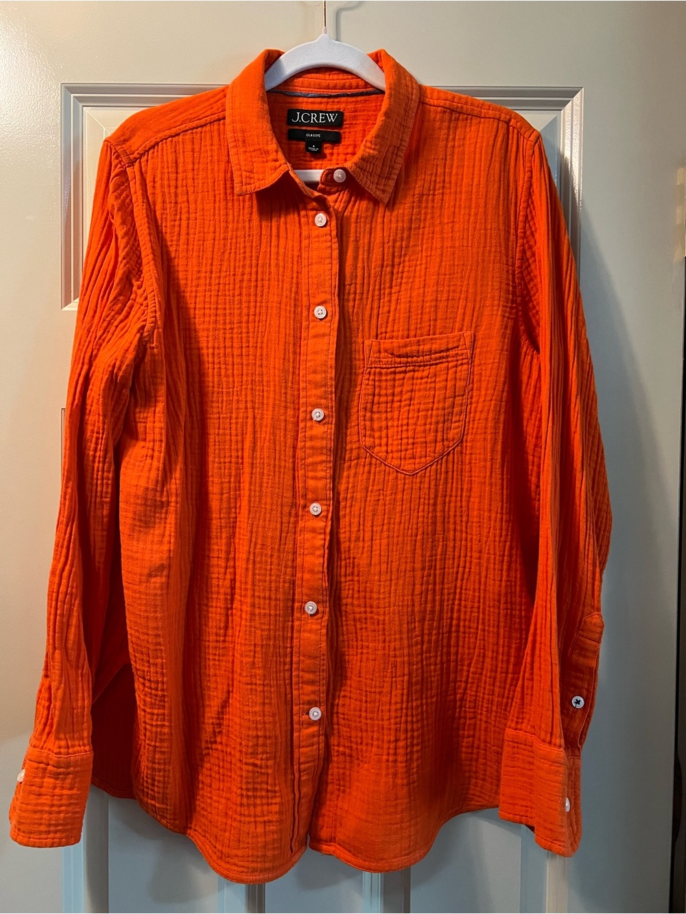 J.Crew Classic Bright Orange Double-Gauze Button-Up / Size 6 - Picture 13 of 14